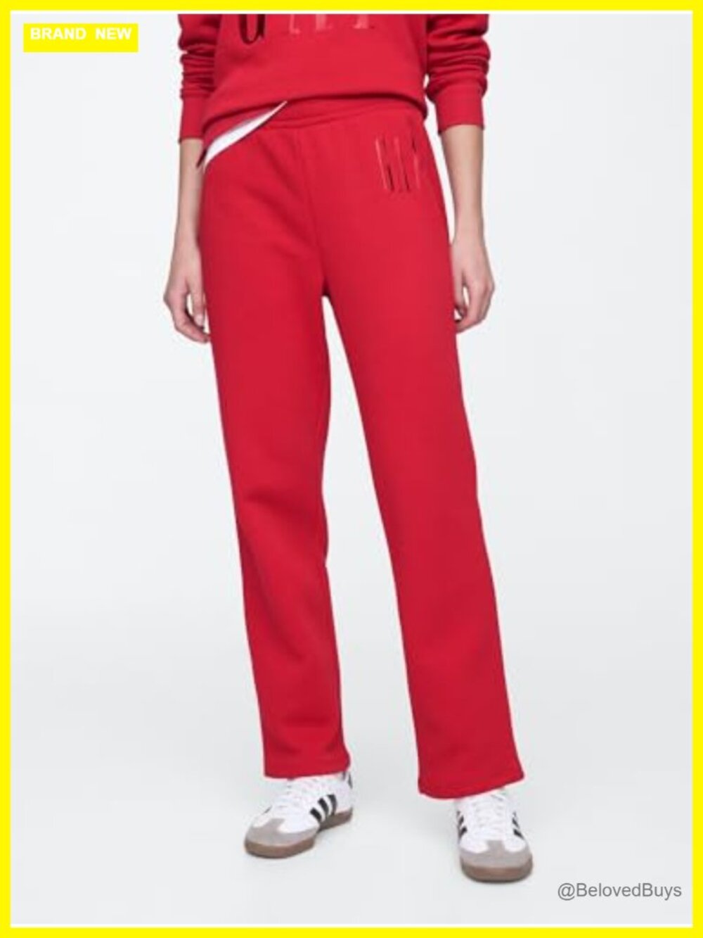 Logo Jogger - Mid Rise Straight Leg Pull On Sweatpants Cotton Polyester - Picture 2 of 4
